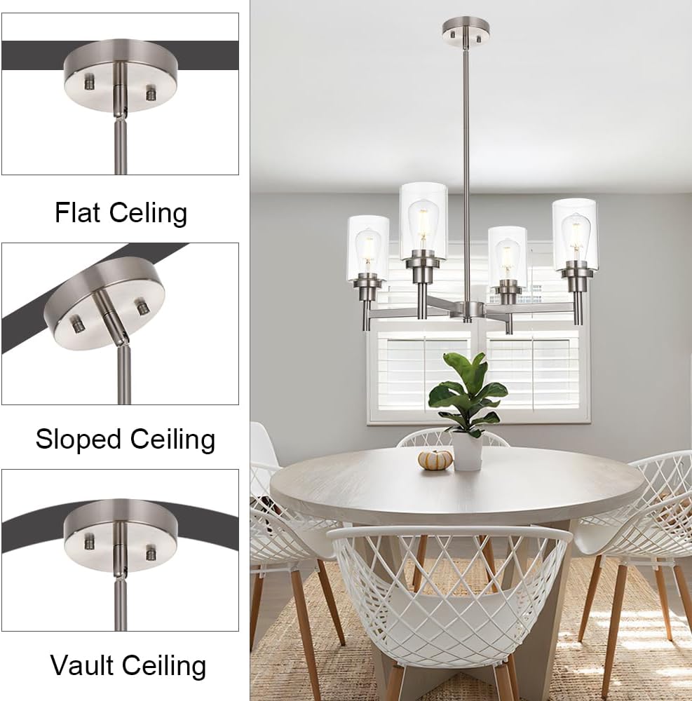 Modern Black Chandelier — 4-Light - View 2