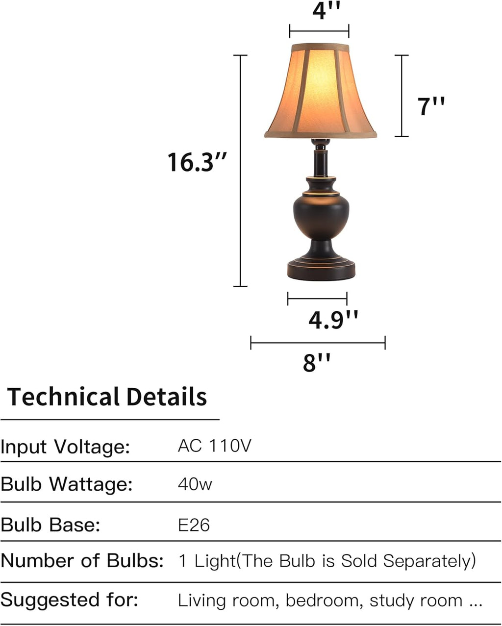 Vintage Black Bedside Lamp - View 2