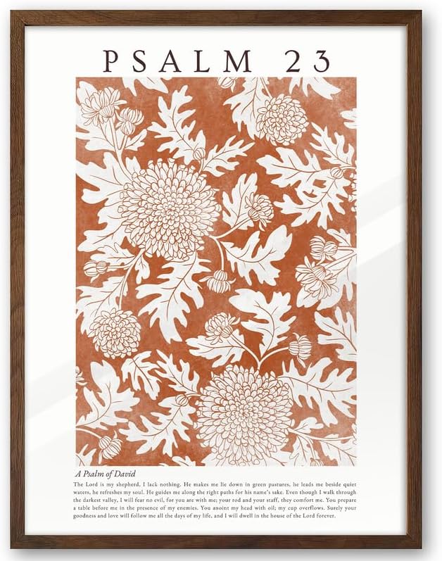 Framed Boho Blue Canvas Wall Art — 16" — Walnut Framed Bible
