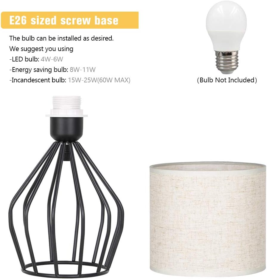 Linen Modern Black Bedside Lamp - View 4