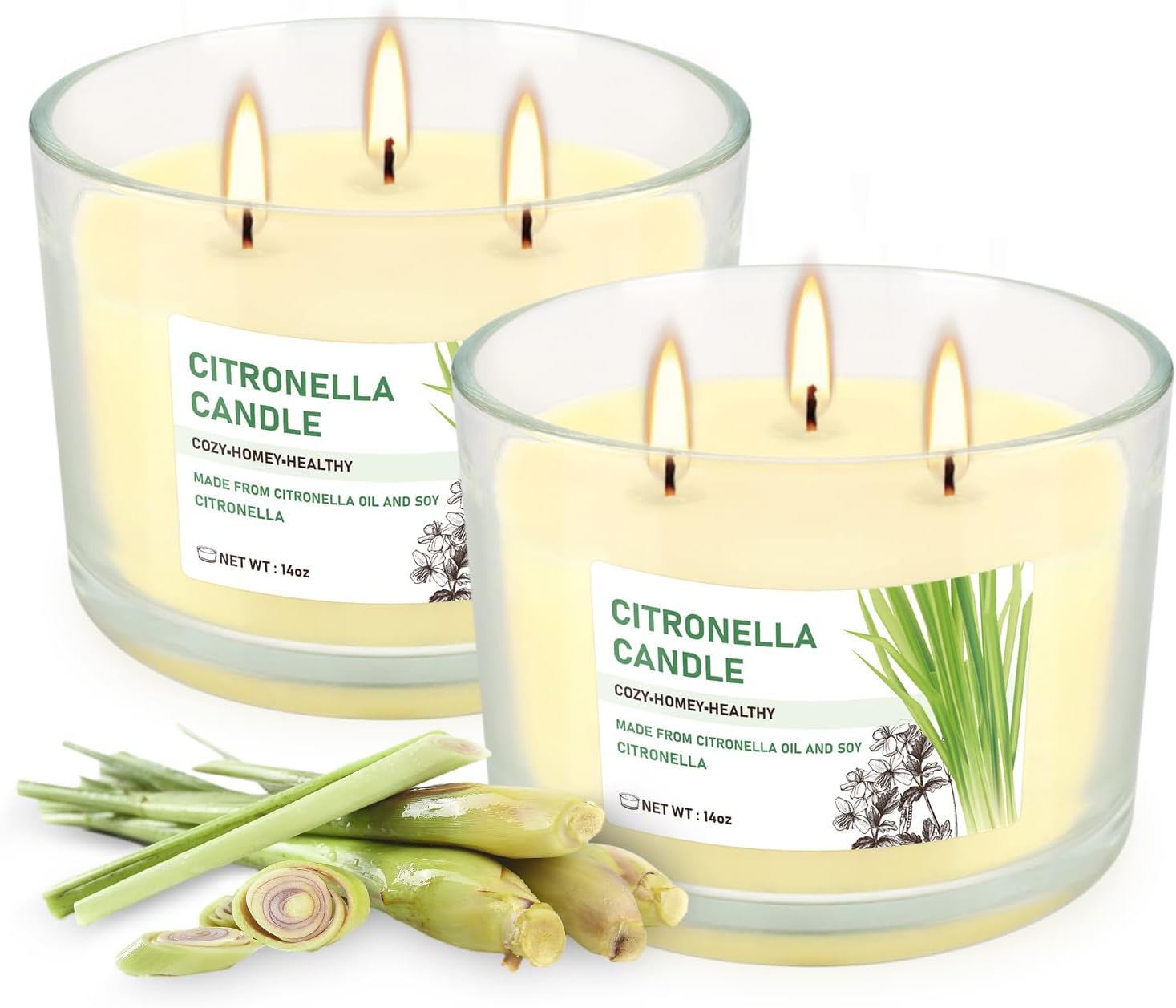 Soy Wax Black Scented Candle — Set of 16 — 2pack-citronella
