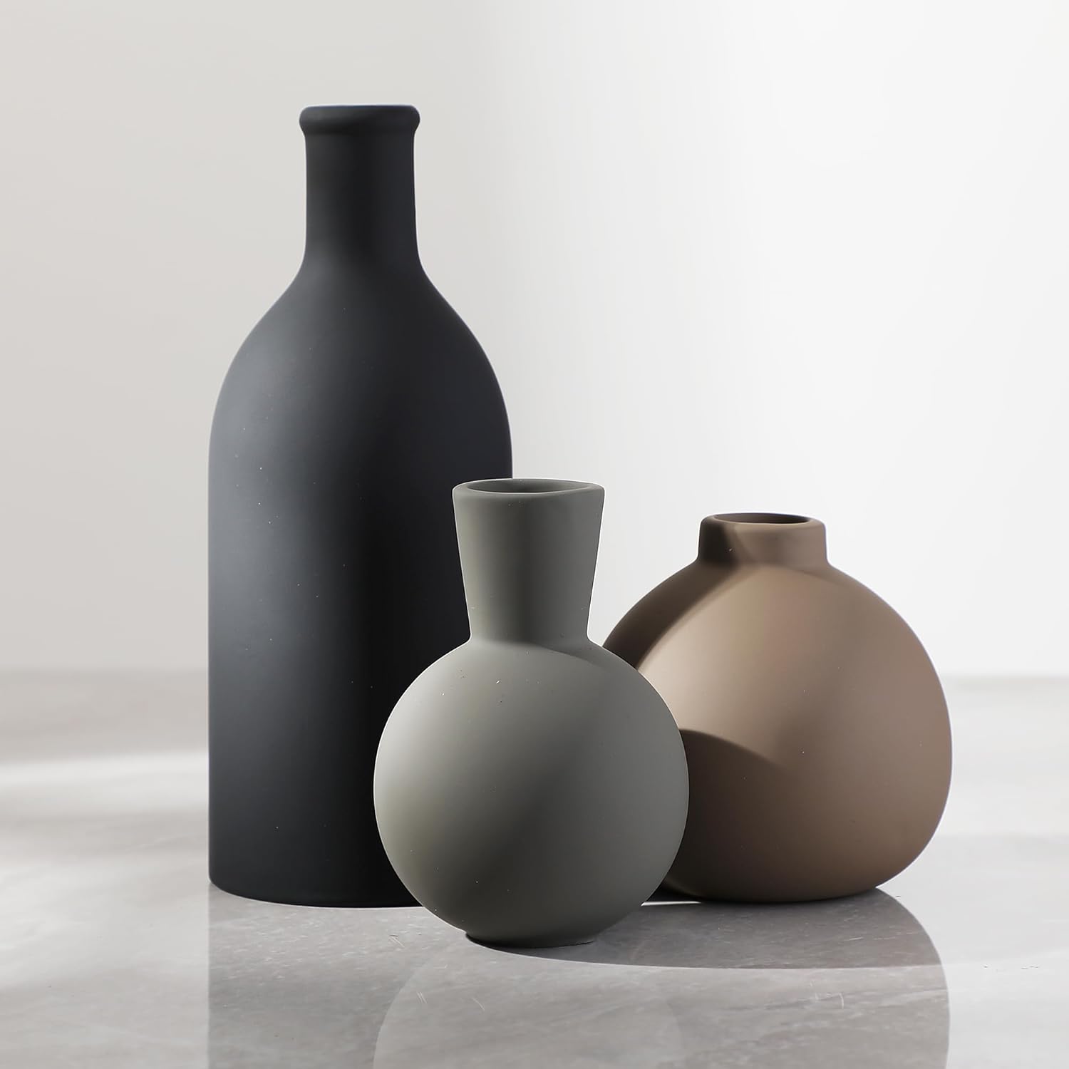Farmhouse Brown Vase Set — Set of 3 — Multicolor