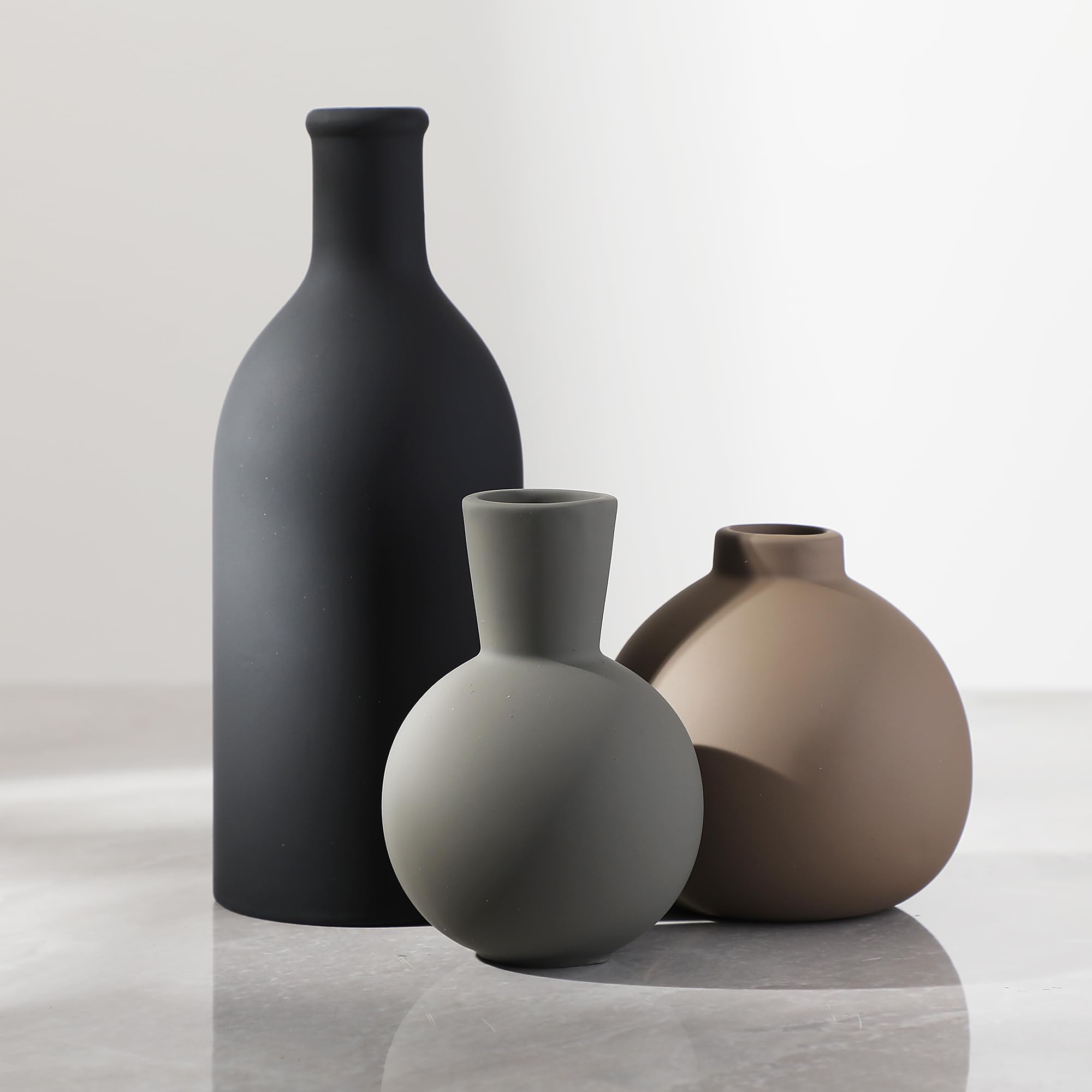 Farmhouse Brown Vase Set — Set of 3
