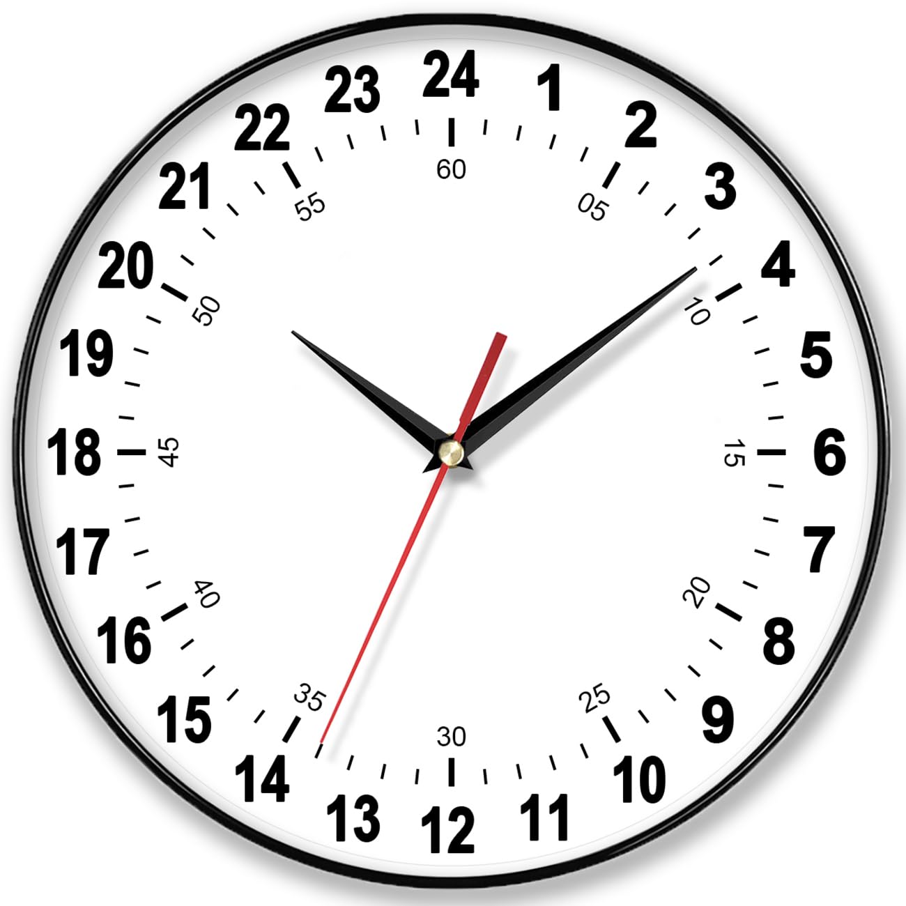 Round Modern Black Wall Clock — 12"