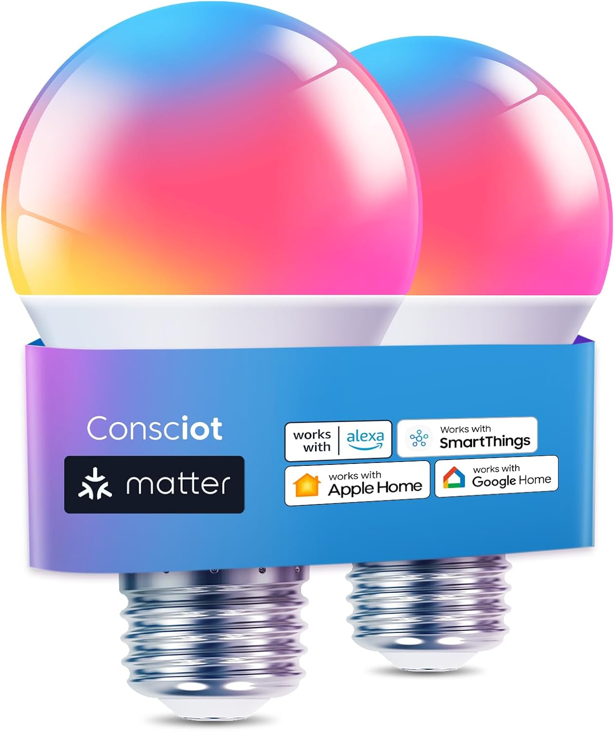 WiFi Metal Smart Light Bulb — 2 Pack (no remote)