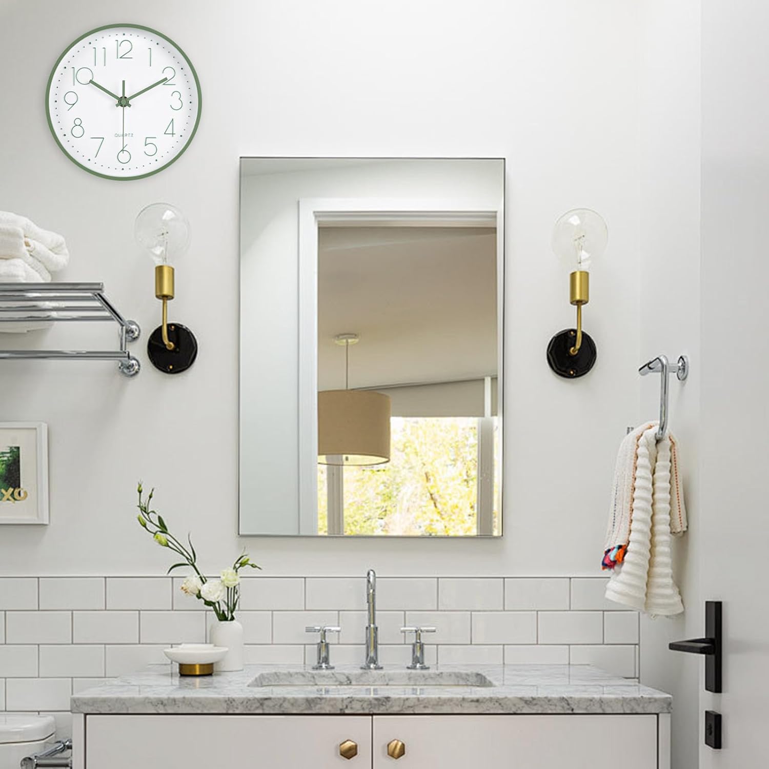 Battery Operated Modern Black Wall Clock — 8" - View 4