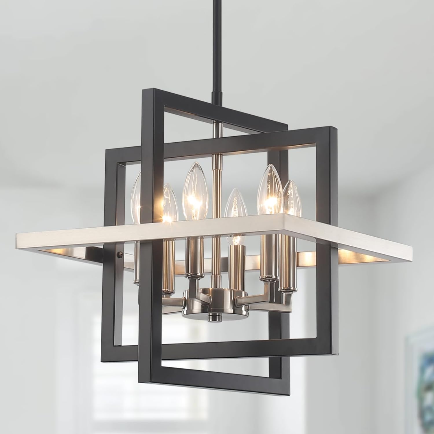 Modern Black Chandelier — Black and Nickel