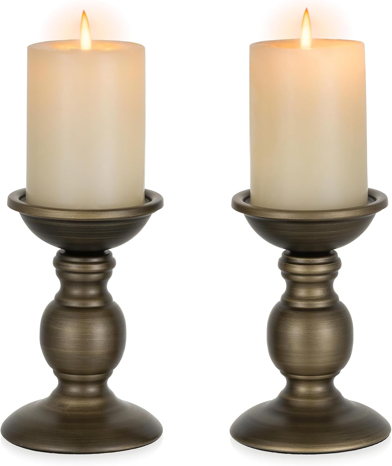 Vintage Luxe Black Pillar Candle — Bronze