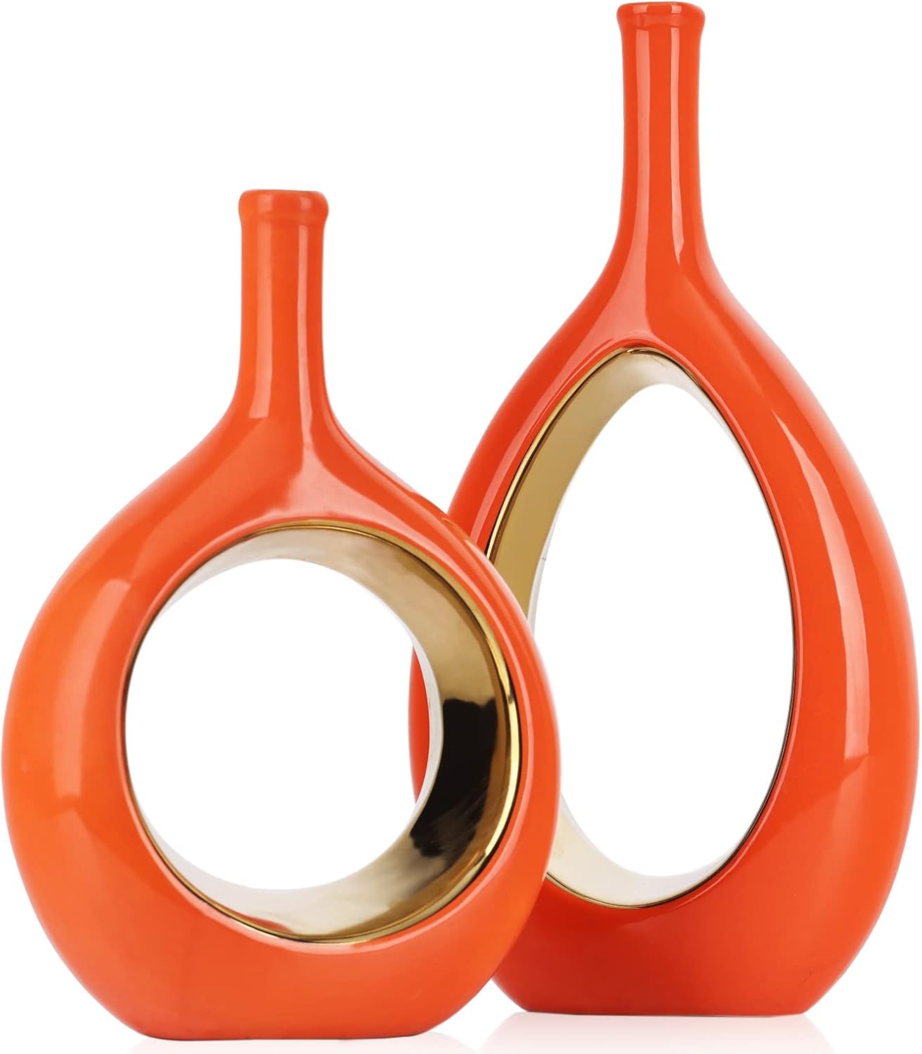 Farmhouse Black Flower Vase — Orange Gold