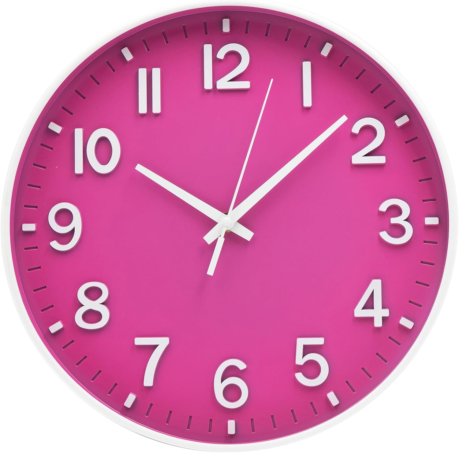 Battery Operated Luxe Black Wall Clock — 12" — Rose Red