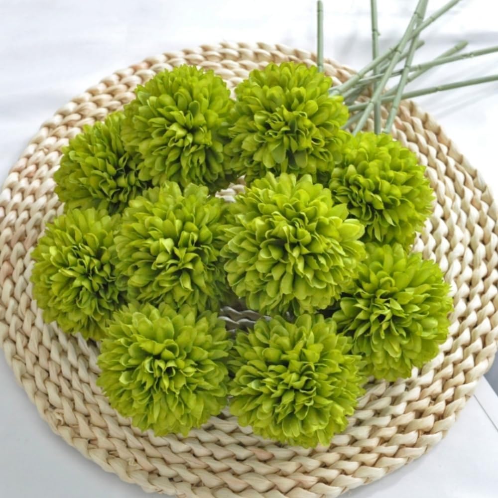 Pom Pom Beige Artificial Plant — Green