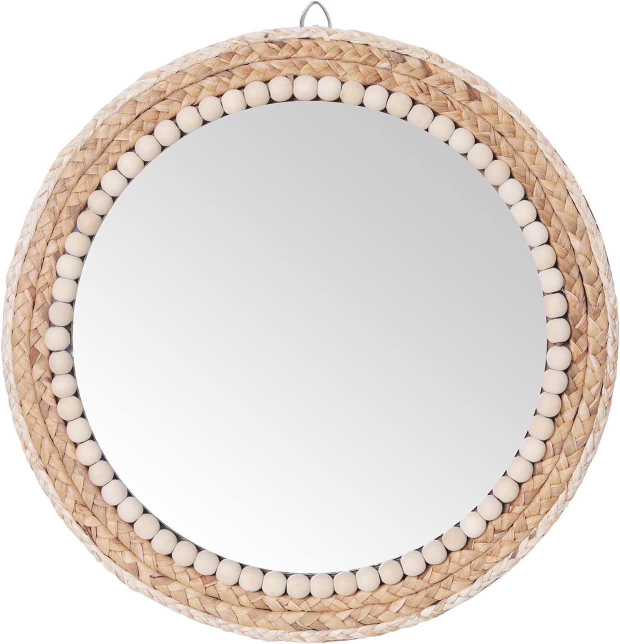 Round Boho Wood Wall Mirror — 15" — 15 Inch Wood