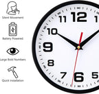 Battery Operated Modern Black Wall Clock — 8" - View 2