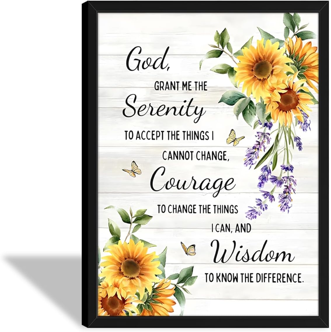 Framed Black Wall Decor — 16" — Sunflower