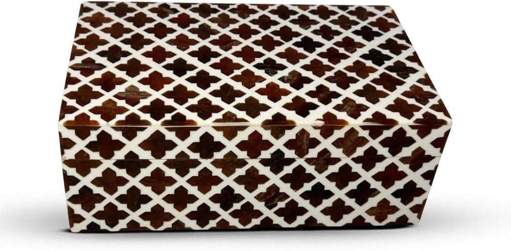 Black Storage Basket — Dark brown and off white