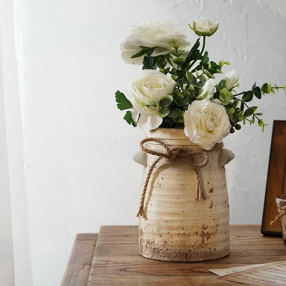 Farmhouse Beige Flower Vase — 8" - View 6
