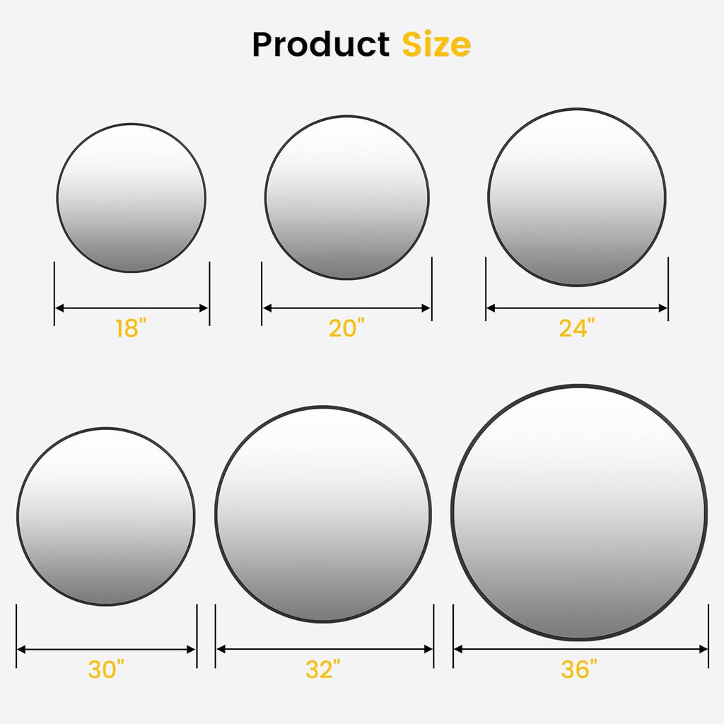 Round Farmhouse Black Wall Mirror — 36" - View 9