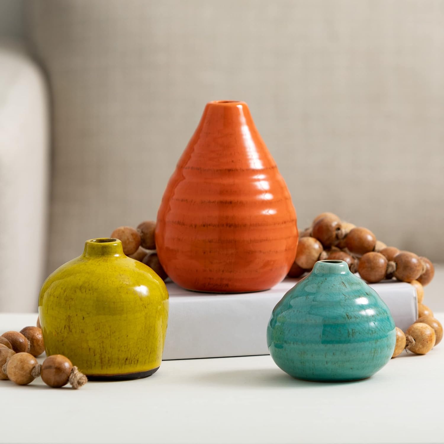 Farmhouse White Vase Set — 3.75" - View 3