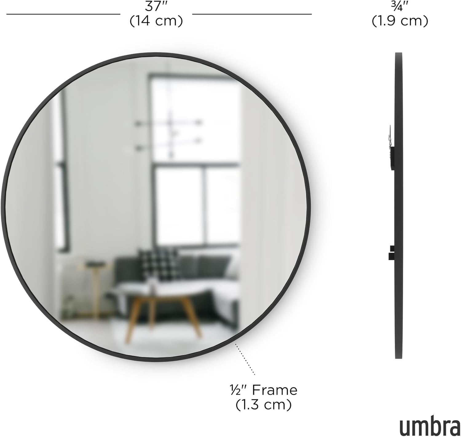 Round Modern Beige Wall Mirror — 37" - View 3