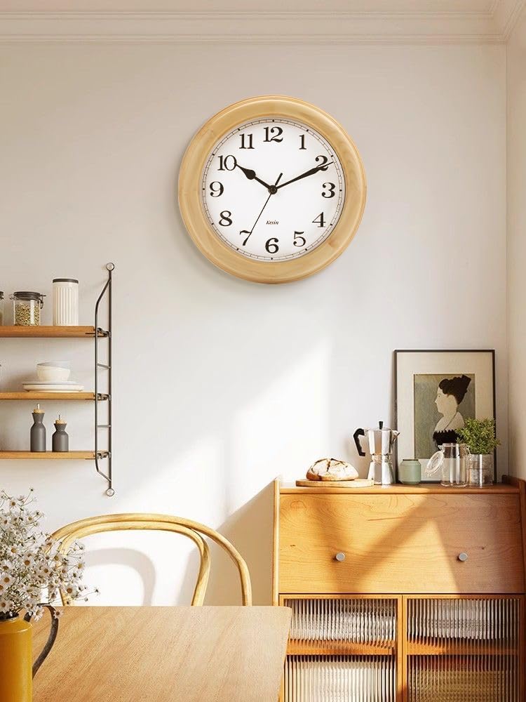 Battery Operated Modern Beige Wall Clock — 14" - View 6