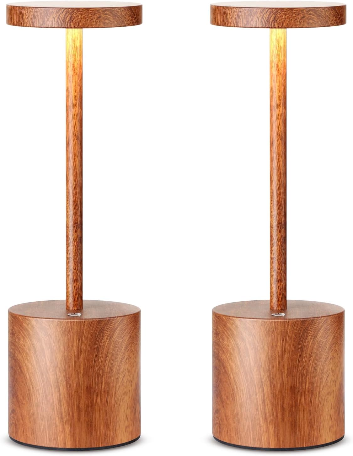Cordless Luxe Beige Table Lamp — Wood