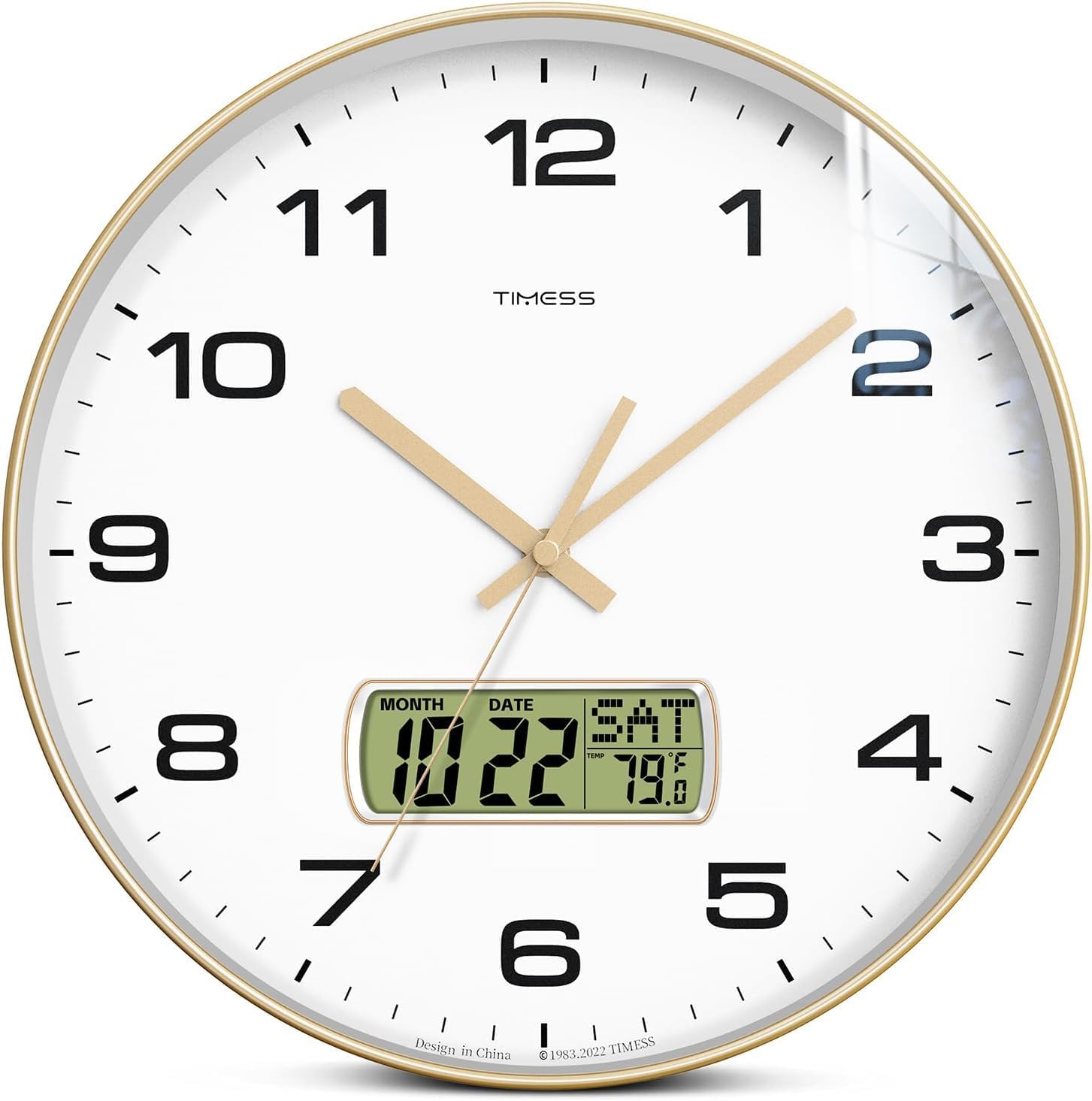 Battery Operated Luxe Black Wall Clock — 14" — 13 Inch