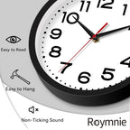 Battery Operated Modern Black Wall Clock — 8" - View 3