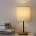 Linen Modern Wood Bedside Lamp - View 8