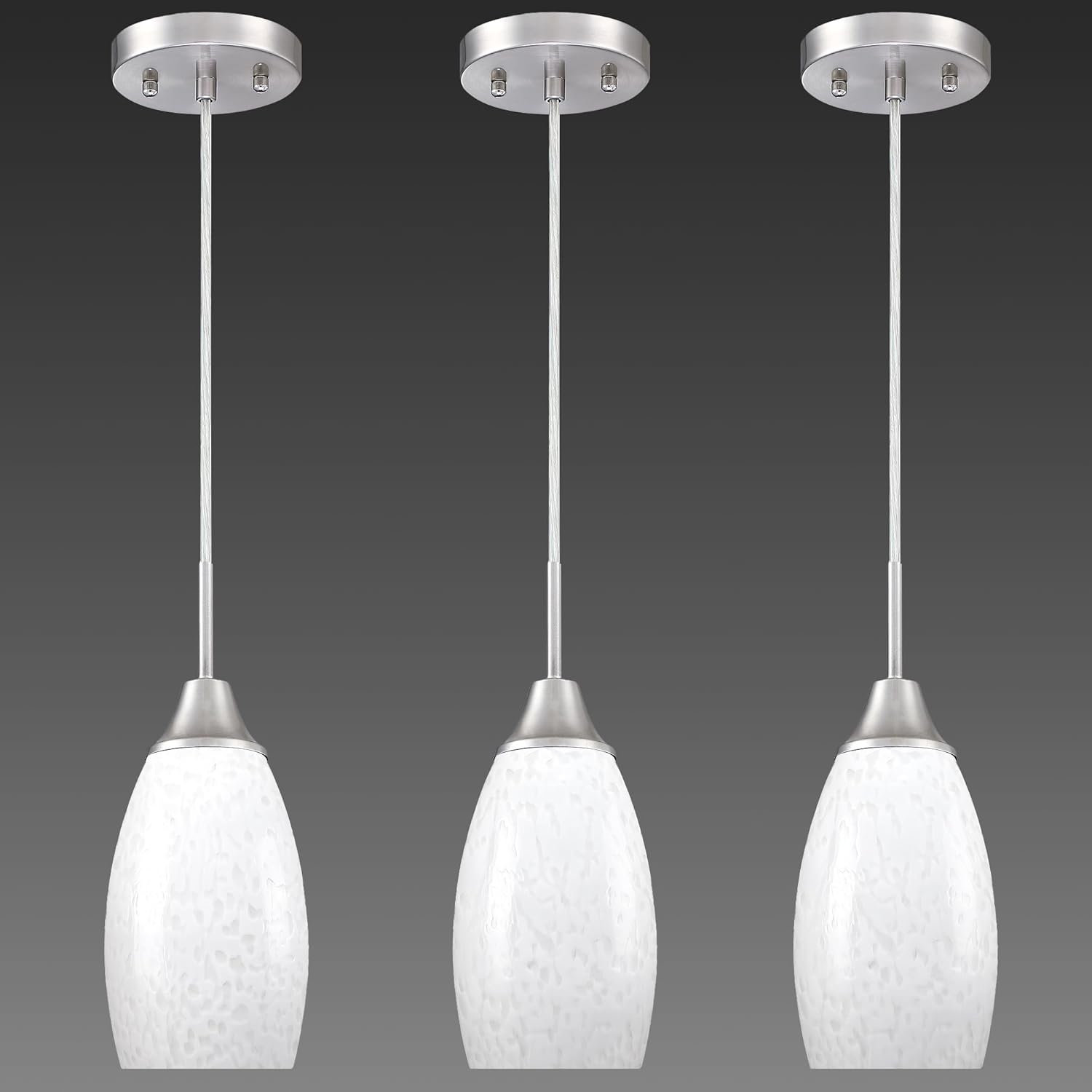 Oval Luxe Black Pendant Light — 4.72" — Milky White