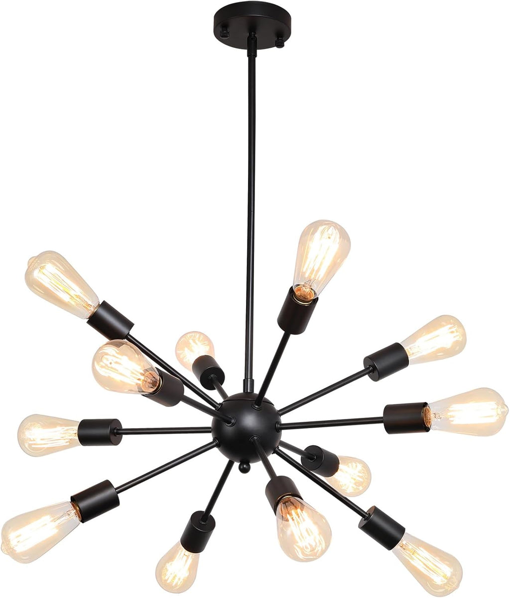 Vintage Farmhouse Black Chandelier — 12-Light - View 9
