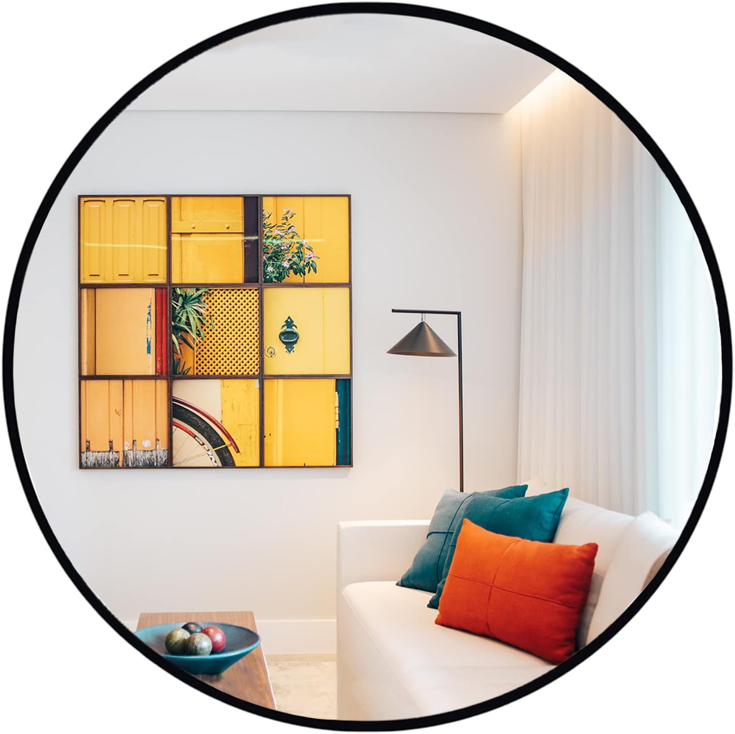 Round Farmhouse Black Wall Mirror — 24" — 30"
