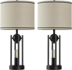 USB Farmhouse Black Bedside Lamp — 25" - View 9