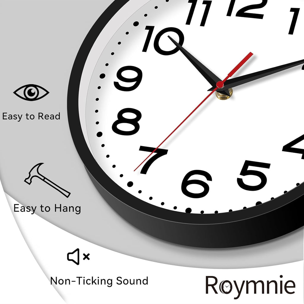 Battery Operated Modern Black Wall Clock — 18" - View 7