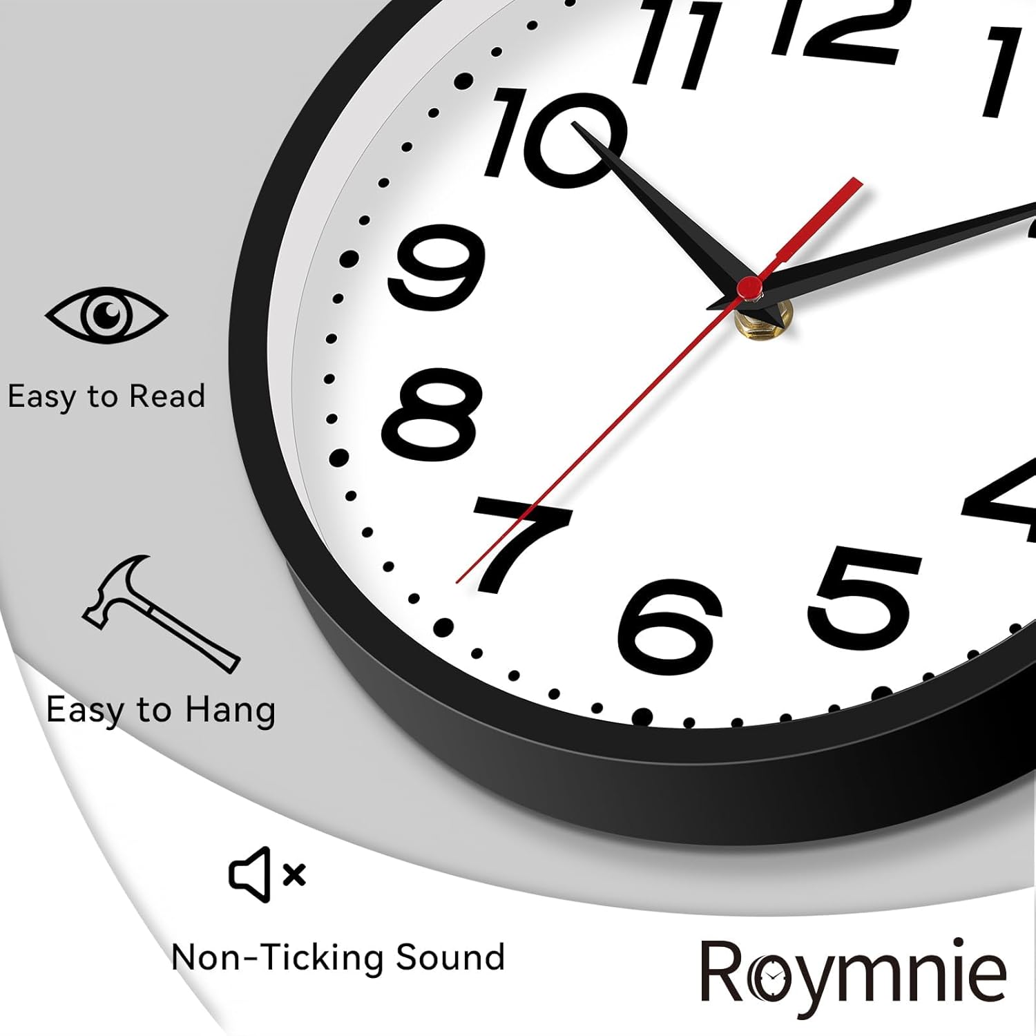 Battery Operated Modern Black Wall Clock — 18" - View 7