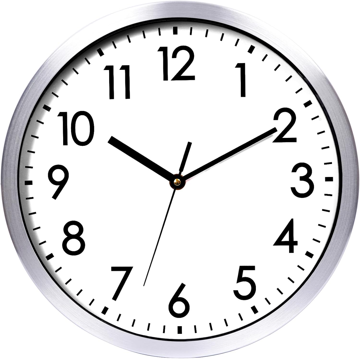 Battery Operated Farmhouse Silver Wall Clock — 10" — Silver, 12 Inch