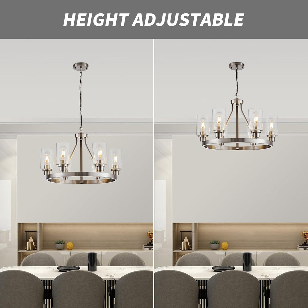 Adjustable Modern Black Chandelier — 6-Light - View 5