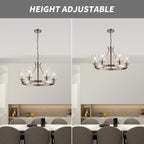Adjustable Modern Black Chandelier — 6-Light - View 5