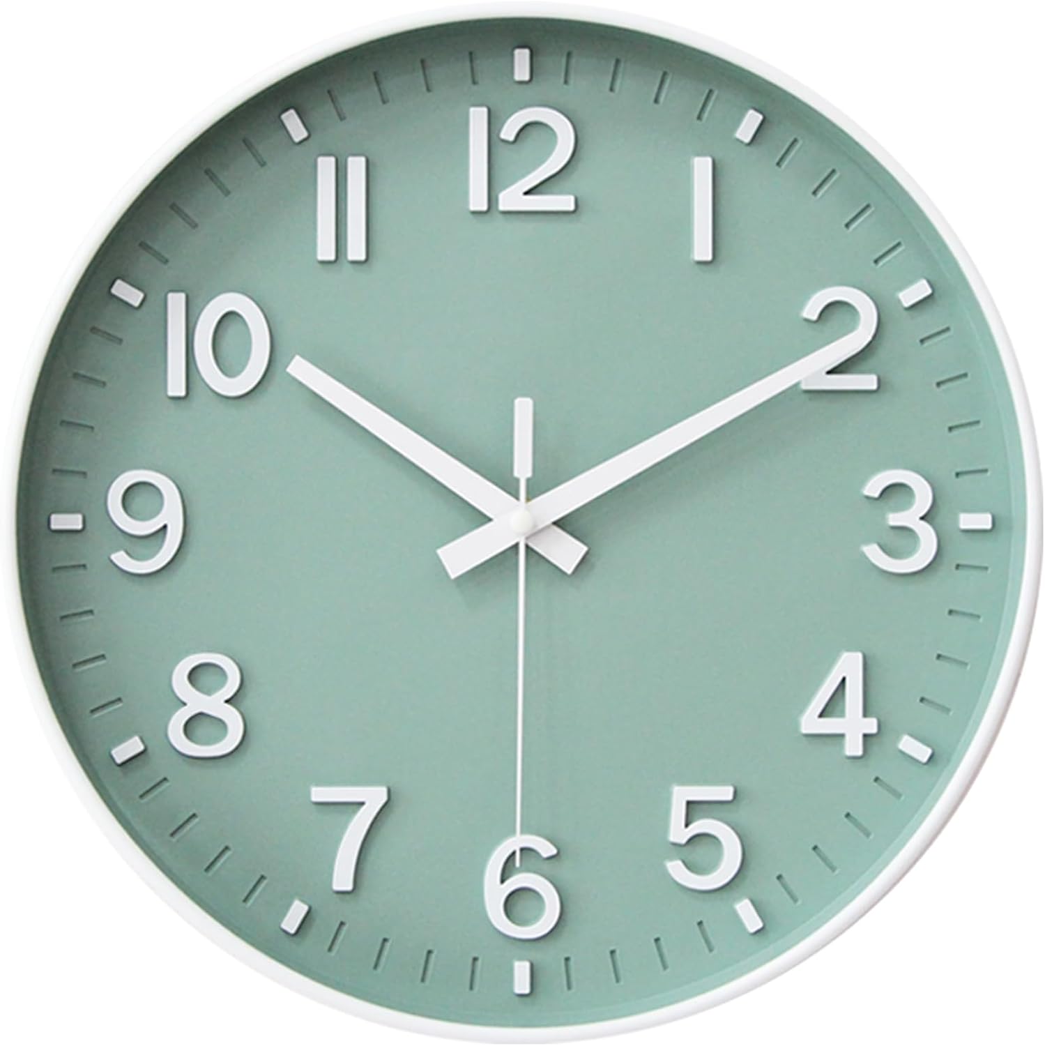 Battery Operated Luxe Black Wall Clock — 8" — Green White