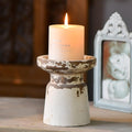 Antique Farmhouse Brown Pillar Candle — 5.5" — White 4.9" X 4.9" X 5.5"