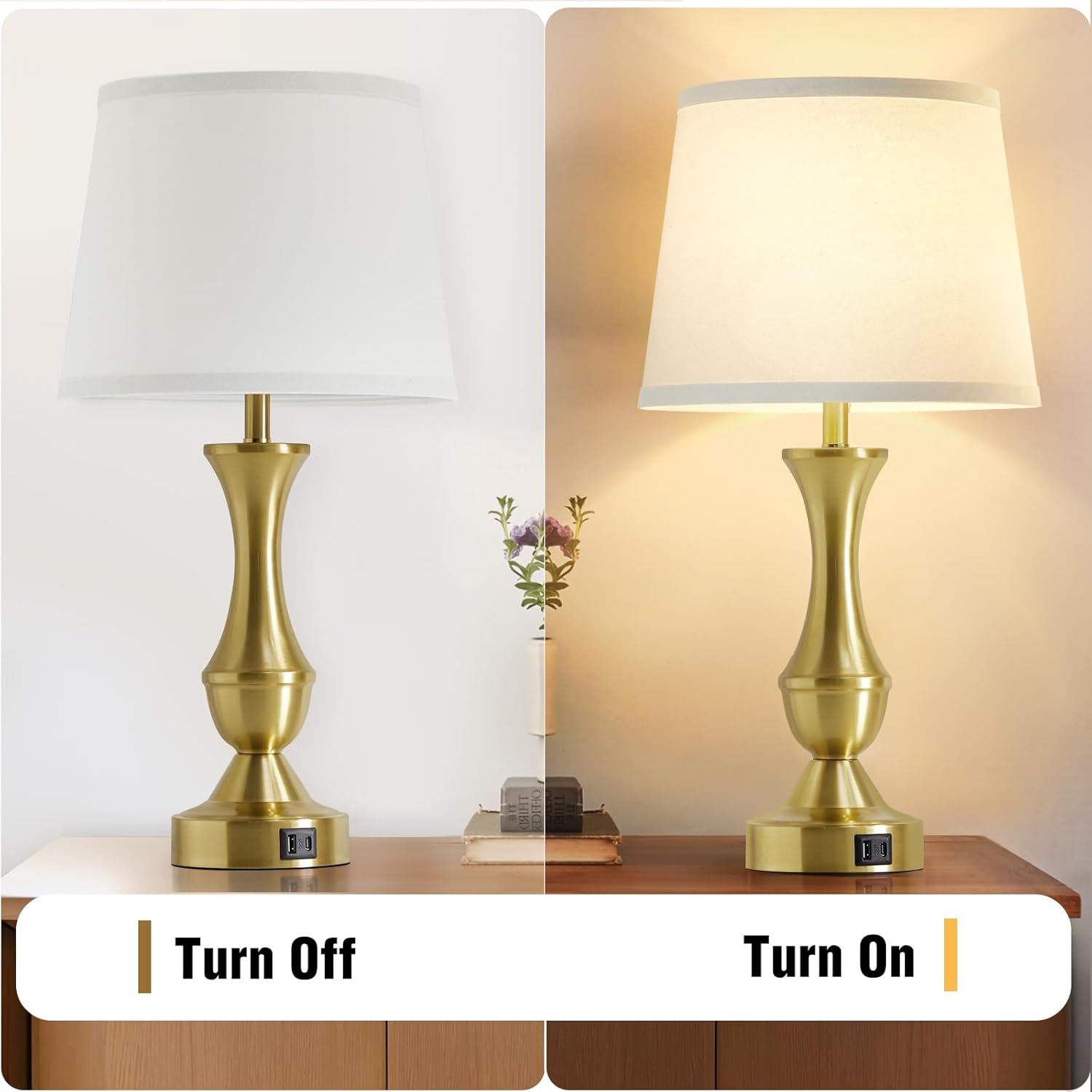Dimmable Luxe Beige Bedside Lamp — 22" - View 3