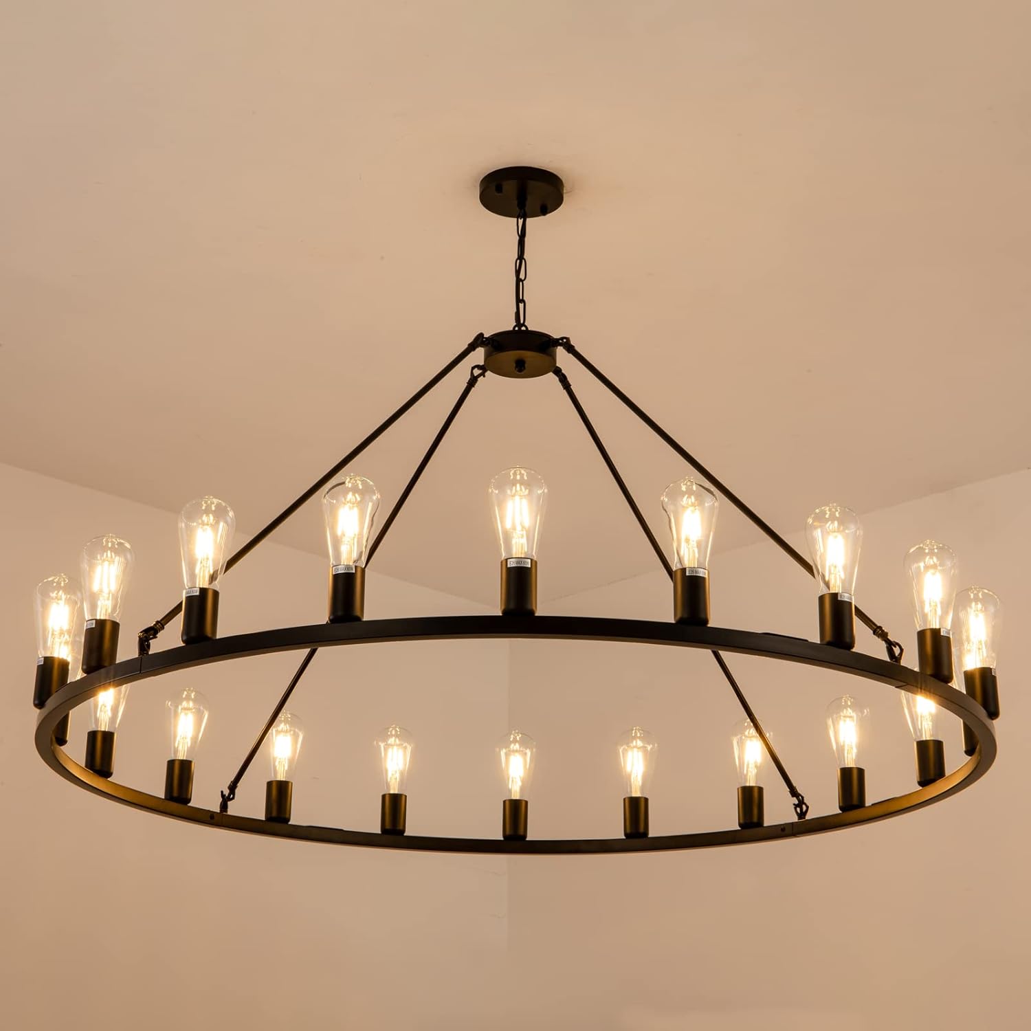 Adjustable Modern Black Chandelier — 6-Light — Black