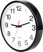 Battery Operated Modern Black Wall Clock — 12" - View 9