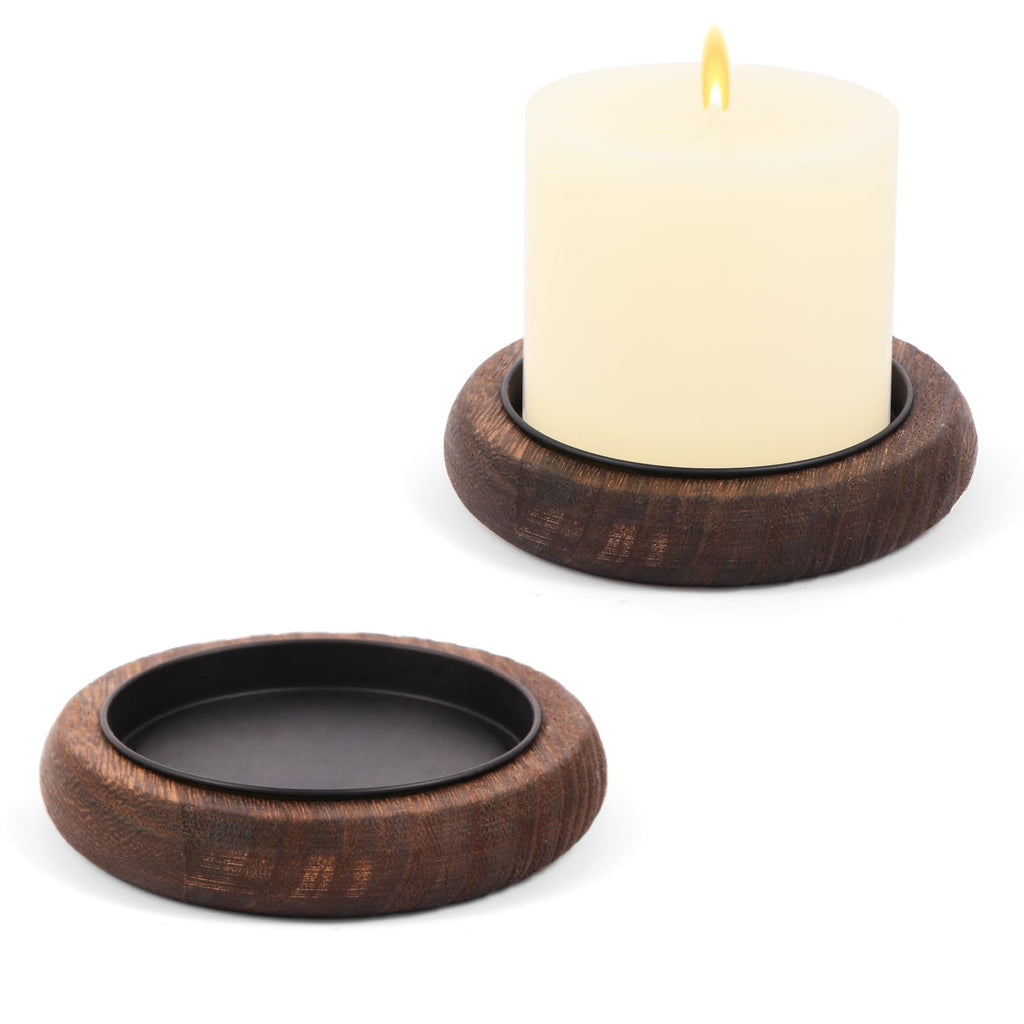 Round Farmhouse Brown Pillar Candle