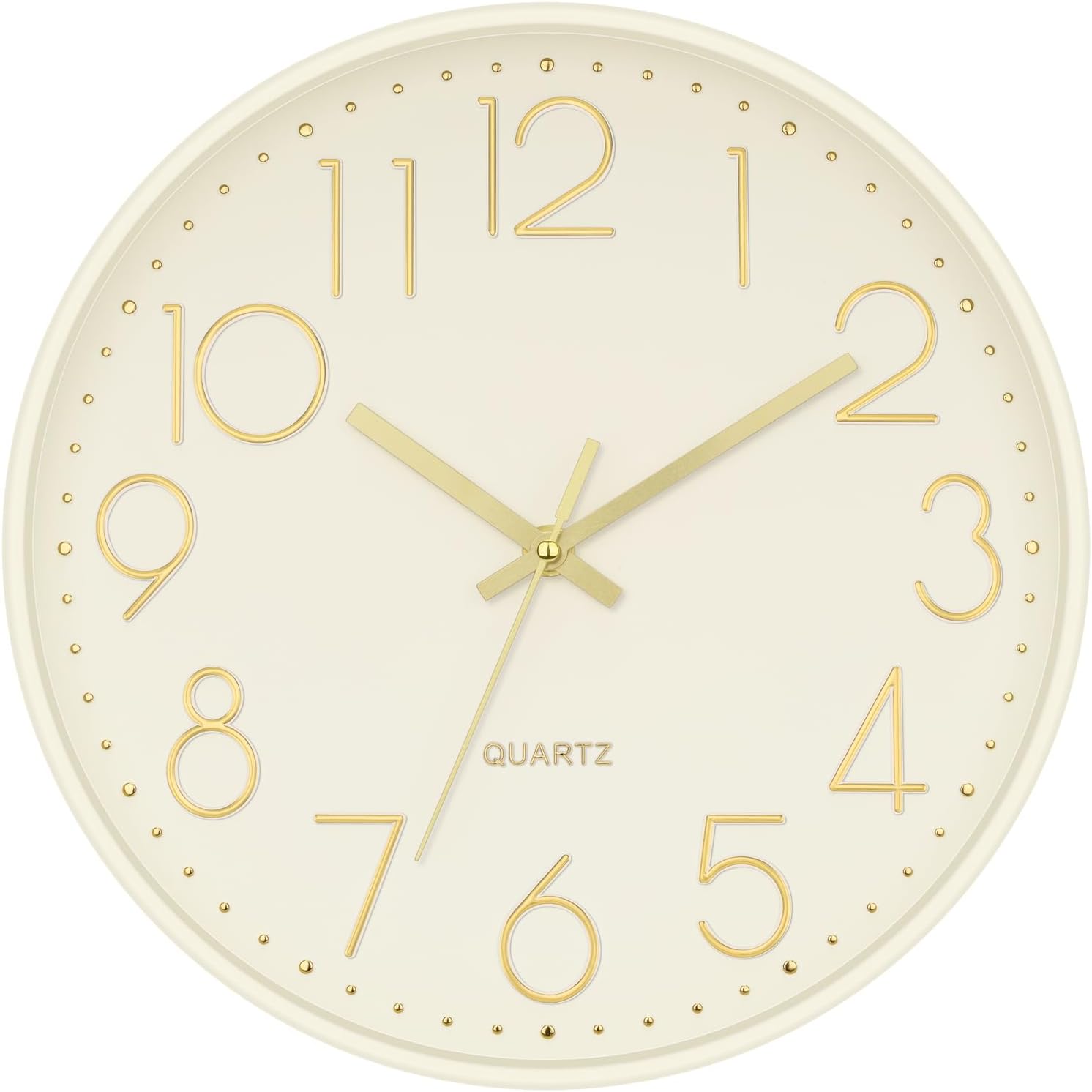 Battery Operated Luxe Beige Wall Clock — 12" — Cream