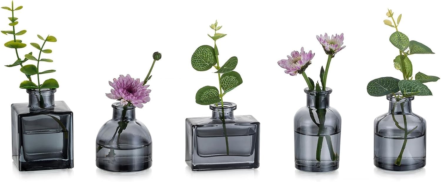 Gold Flower Vase — Set of 10 — Gray