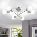 Modern Black Chandelier — 6-Light — Brushed Nickel