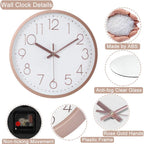 Battery Operated Luxe Glass Wall Clock — 12" - View 4
