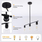 Farmhouse Black Chandelier — 3-Light - View 4