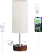 Dimmable Beige Desk Lamp — 14" — Cream & Redwood