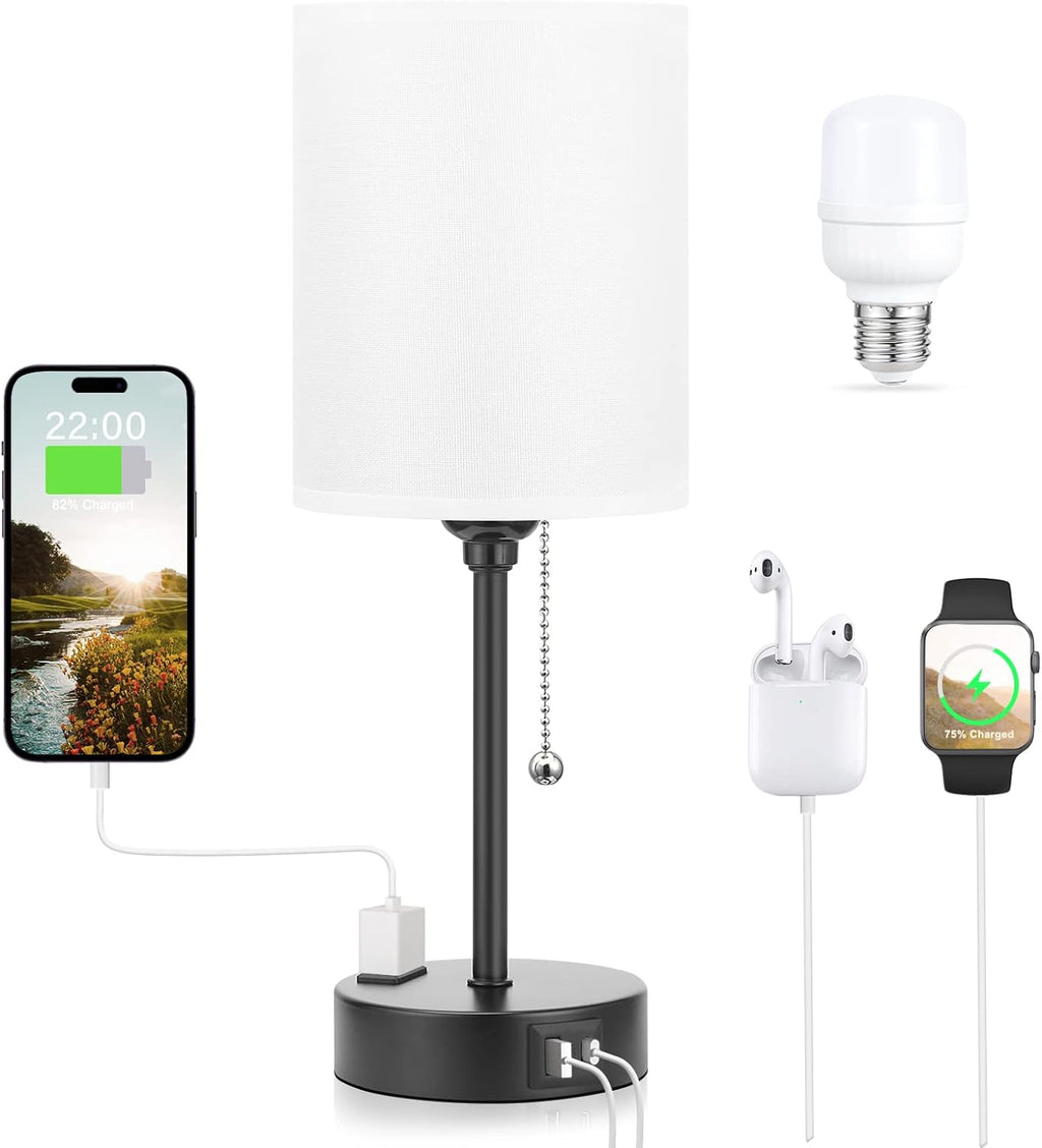 USB Beige Bedside Lamp - View 7